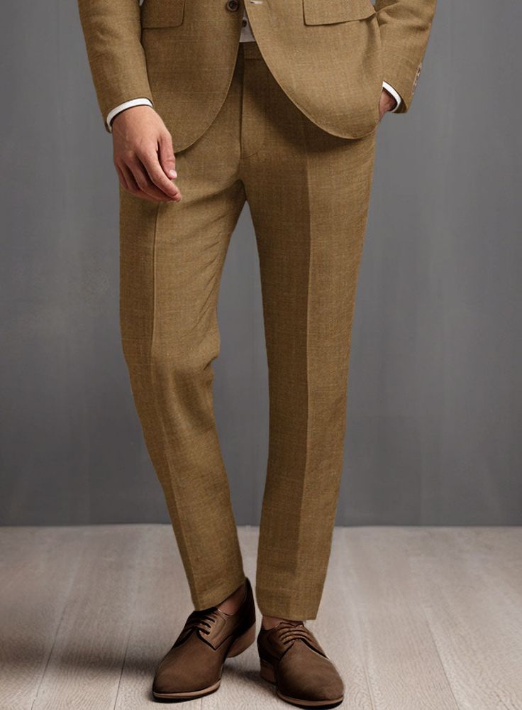 Looking good and smart in the summer is chic – you just have to find your perfect linen pants and flaunt a casual business look. And you need some extra freshness, so take a look at our Sepia Brown Pure Linen Pants. Crafted from Pure linen in 40s Lea, the pants are very durable, strong and comfortable. Our linen pants would be the first choice, adding some extra freshness to your summer collections. 
 
Look Includes  Sepia Brown Pure Linen Fabric  Cross Pocket  Flat Front   Two Welted Back Pocke Brown Linen Suit, Brown Linen Pants, Fabric Cross, Linen Suit, Button Jacket, Evening Wedding, Business Look, Looking Good, Jacket Buttons