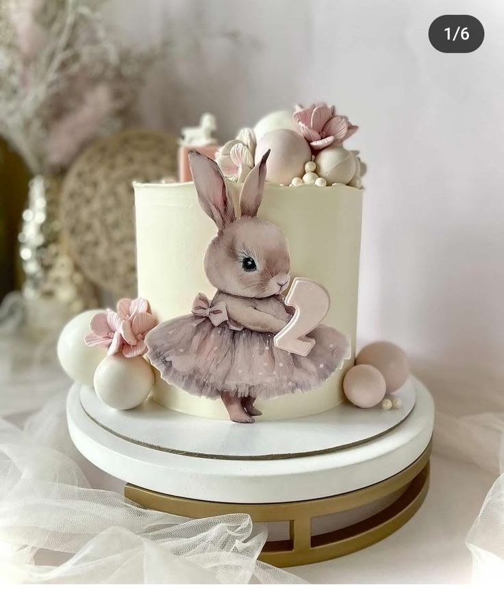 there is a cake with a bunny on it