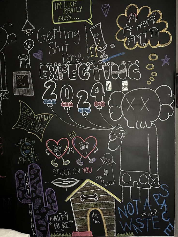 a chalk board with writing on it