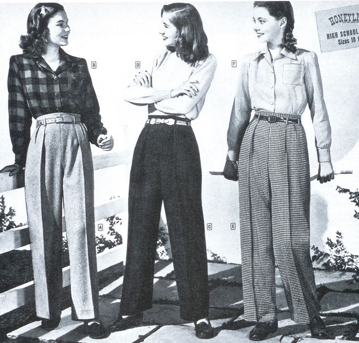 40s Mode, 1940s Fashion Women, 1940s Women, Fashion 1940s, Women Trousers, Design Moda, Look Retro, 40s Fashion, Retro Mode