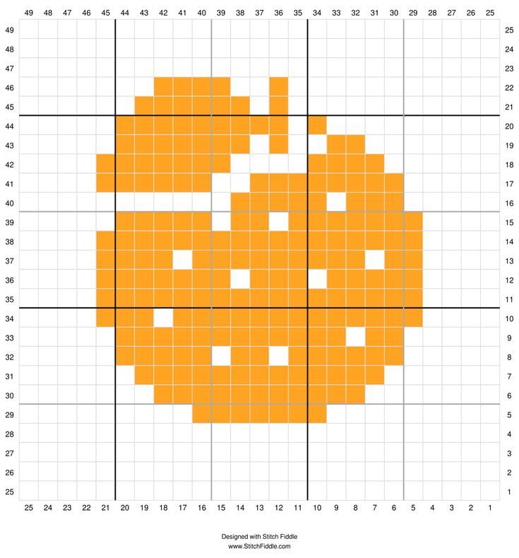 a cross stitch pattern with an orange flower on the center and white squares in the middle