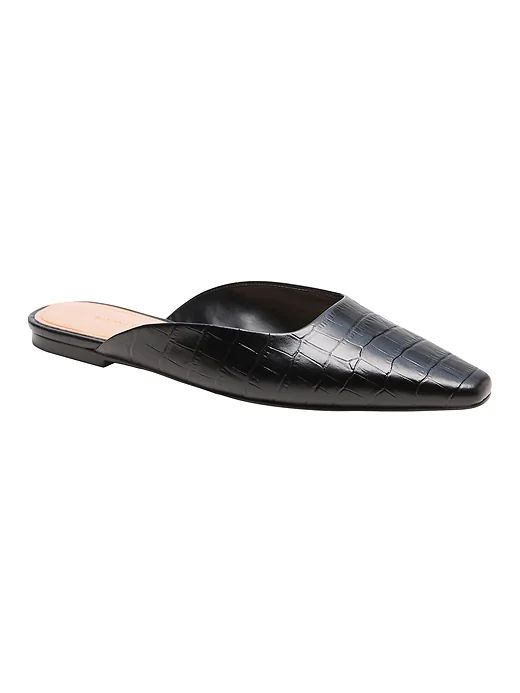 Leather Pointed-Toe Mule | Banana Republic Insole Design, Croc Leather, My Beautiful Daughter, Mule Flat, Virtual Closet, Mule, Mule Shoe, Banana Republic, Memory Foam