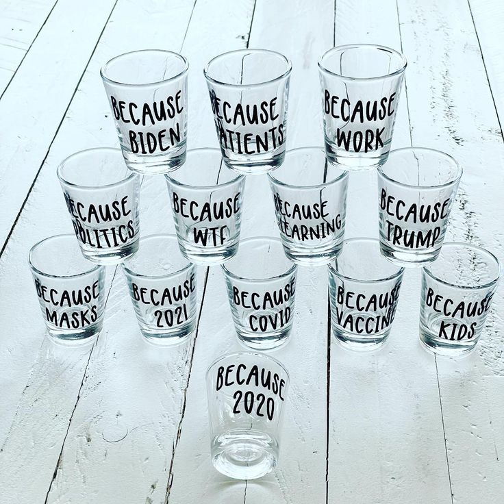 there are many glasses that have words on them