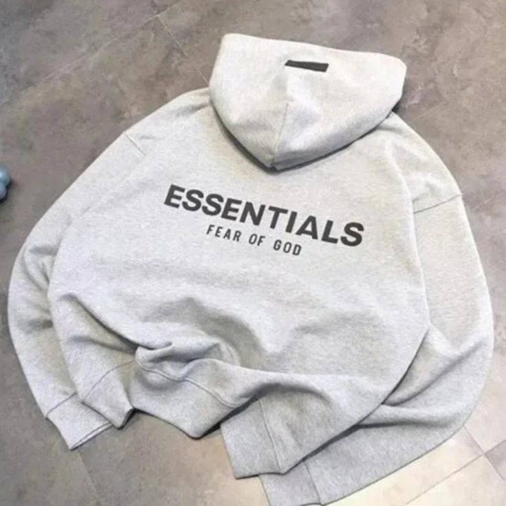 Essential Fear Of God Hoodie, Essentials Hoodie Outfit Grey, Fog Essentials Hoodie, Essentials Sweatshirt, Gray Essentials Hoodie Outfit, Essential Fear Of God, Hoodie Essentials, Hoodies Essentials, Essentials Sweater