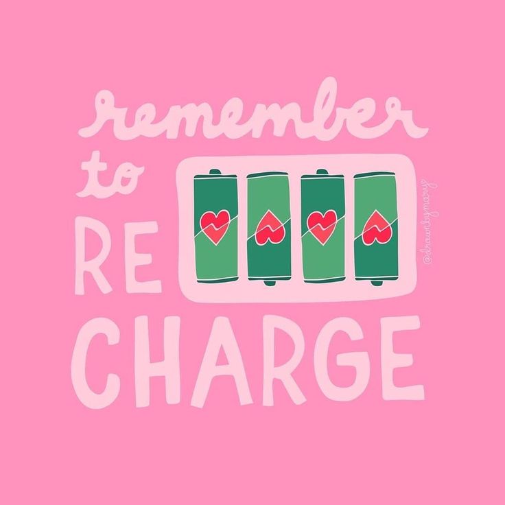 a pink background with the words,'remember to re charge'and three recharged batteries