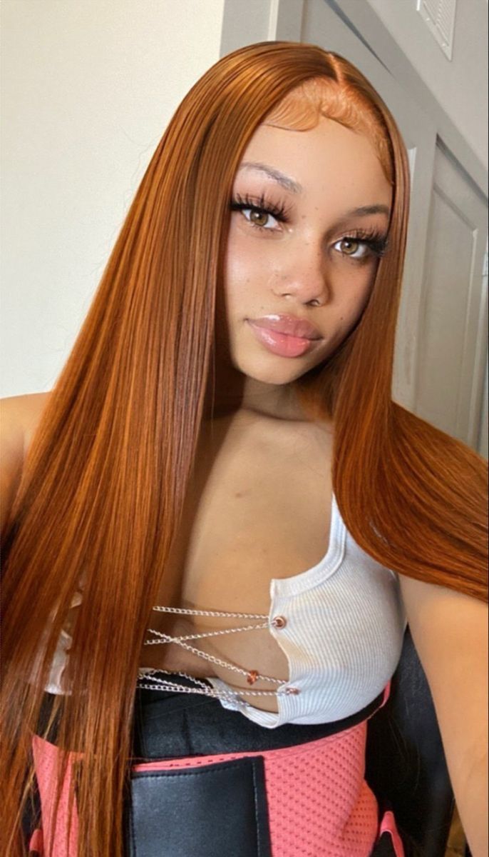 Ginger Straight Wig Black Women, Fall Color Weave Black Women, Ginger Lace Front Wigs Black Women, Hair Skunk Stripe, Hair Braided Ponytail, Cornrows Long, Wigs Ginger, Part Curly Hair, Baby Hair Tutorial