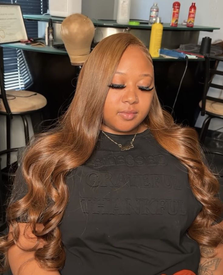 Sandy Brown Sew In Weave, Honey Brown Middle Part Sew In, Light Brown Body Wave Wig, Light Brown Hair Sew In, Light Brown Sew In Weave, Middle Part Sew In Honey Blonde, Light Brown Frontal Wig, Brown Leave Out Sew In, Honey Blonde Leave Out Sew In