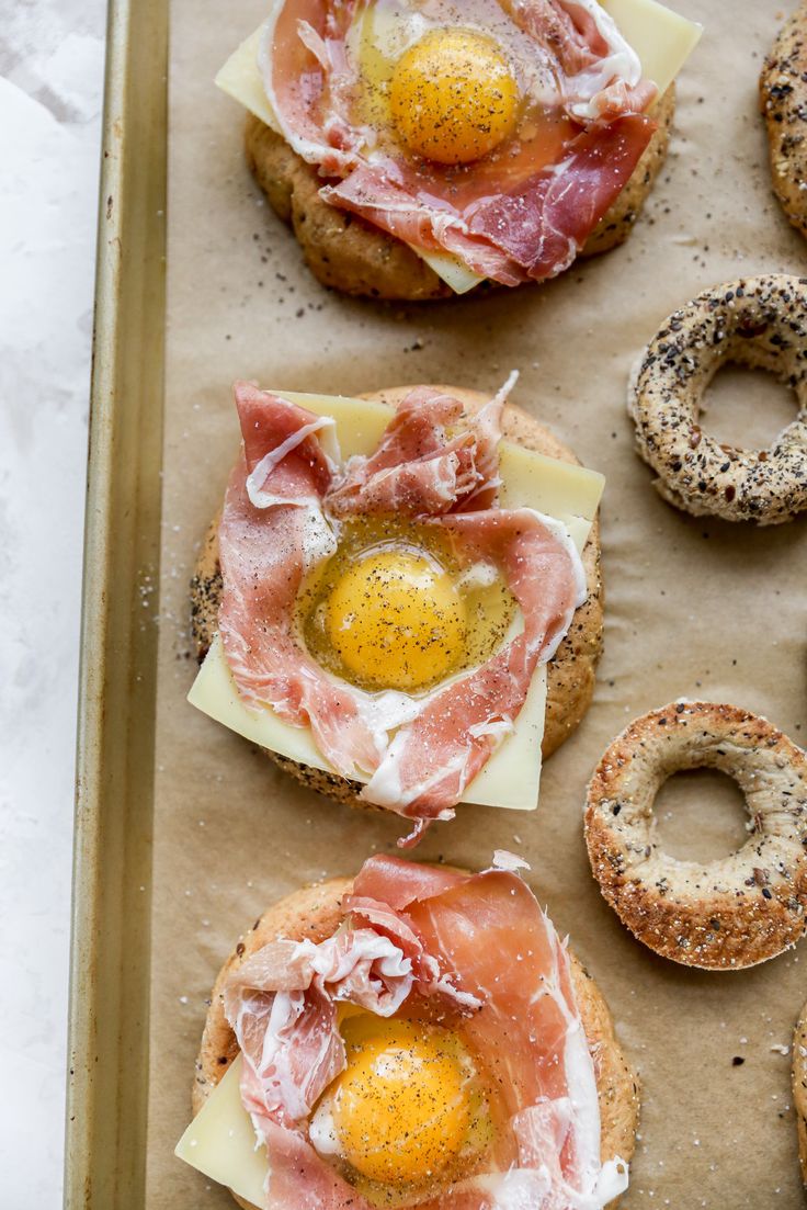 some food is laying out on a baking sheet