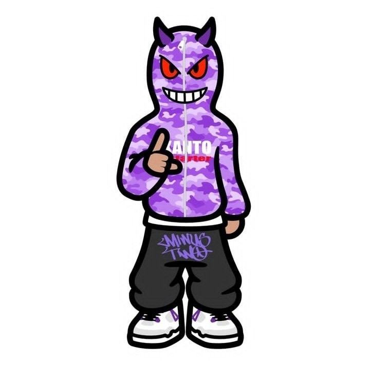 an image of a cartoon character in purple camo