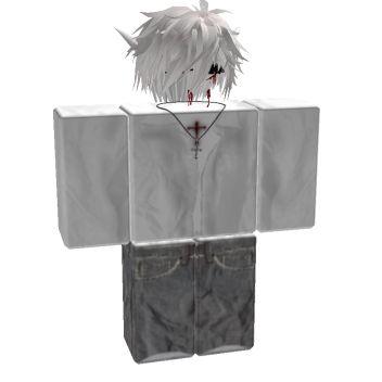 an animated image of a man with white hair and cross on his chest, standing in front of three cubes