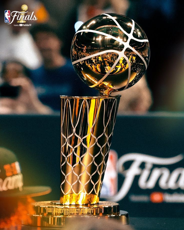 a basketball trophy sitting on top of a table