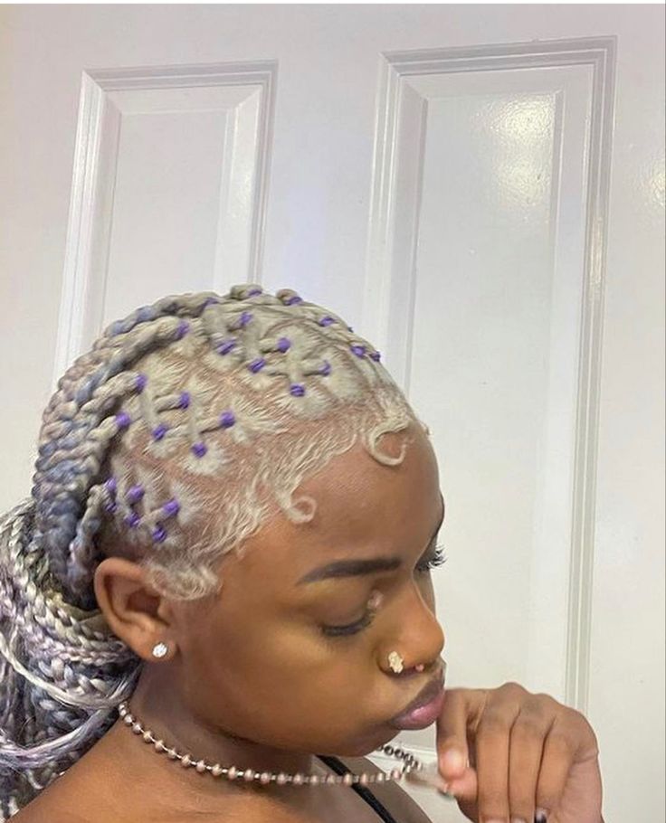 Black hairstyles. Braids. Elastic bands Elastic Band Hairstyles, Black Hairstyles Braids, Band Hairstyles, Brown Braids, Purple Braids, Purple And Brown, Pretty Braided Hairstyles, Girls Hairstyles Braids, Dope Hairstyles