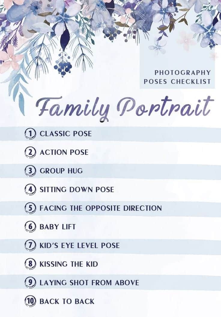 the family portrait checklist is shown with flowers