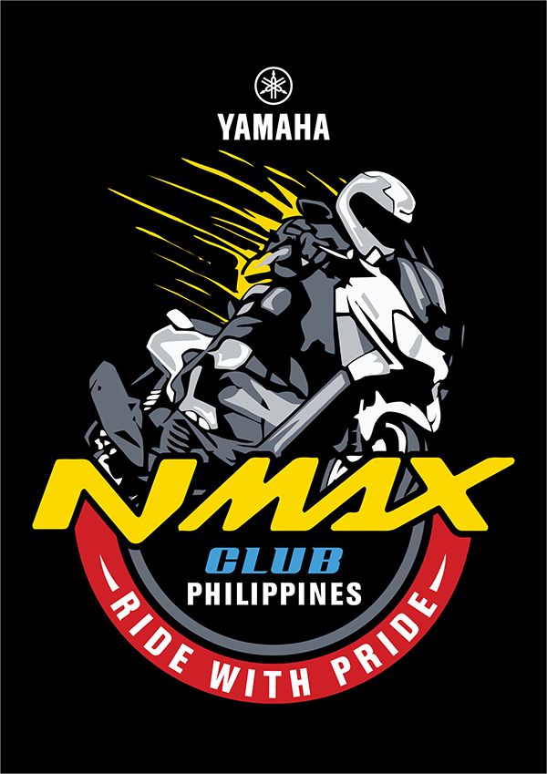 the yamaha logo on a black background with yellow and red lettering that says max club philippines ride with pride