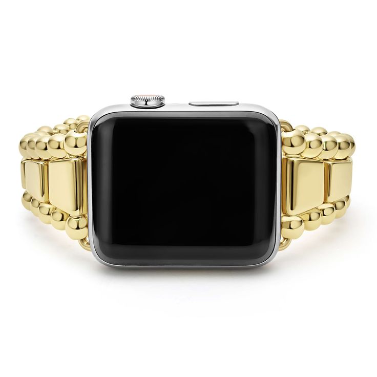 Created exclusively for your Apple Watch®, this watch bracelet is crafted from 18K gold links. Watch face sold separately. Gold Watch Accessories With Bracelet Strap For Formal Events, Classic Yellow Gold Bracelet Strap Watch Bands, Gold Bracelet Strap Watch Accessories For Formal Occasions, Gold Formal Watch With Bracelet Strap, Classic Yellow Gold Watch Accessories With Bracelet Strap, Elegant Gold Watch Accessories With Solid Link Construction, Classic Yellow Gold Watch Bracelet Strap, Elegant Gold Watch Accessories With Solid Link, Classic Yellow Gold Watch With Bracelet Strap