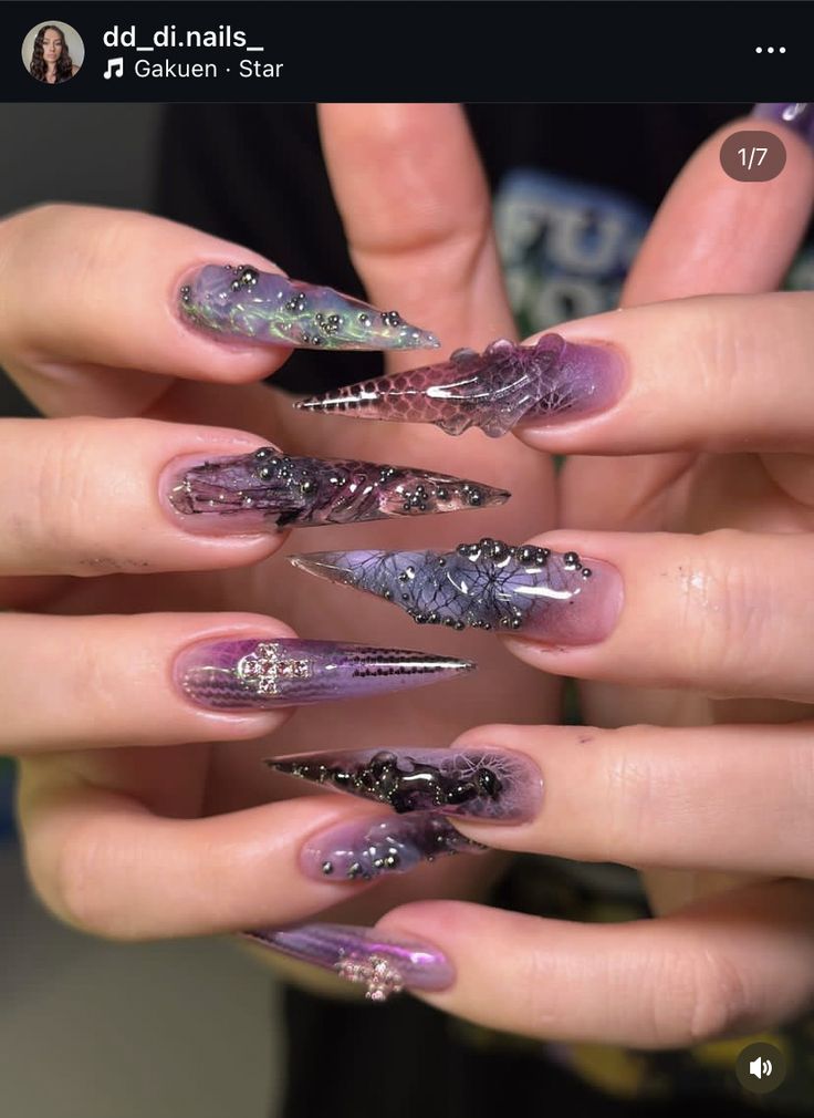 Lexi Nails, Edgy Nails, Nail Design Inspiration, Crazy Nails, Body Skin Care Routine, Funky Nails, Nail Manicure, Stylish Nails, Makeup Nails