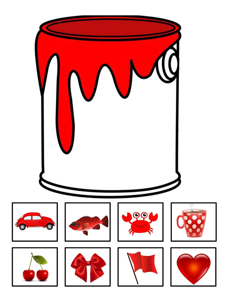 an image of a red paint can with different things around it and the words love