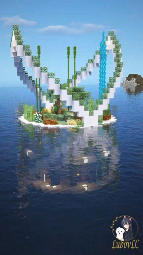 an island made out of lego blocks floating in the ocean