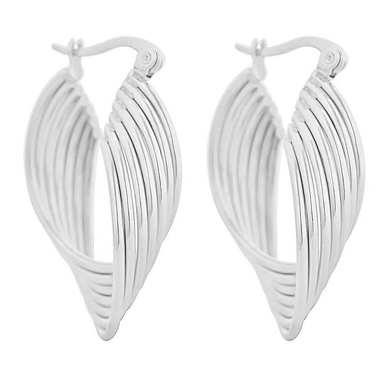 Stately Steel Wave Twisted Earrings  Add a touch of contemporary style to any ensemble with these stainless steel, twisted wave earrings.        Approx. 1-3/16"L x 5/16"W x 15/16"H     Made of stainless steel     Pierced with joint-and-catch closures Modern Twist Hoop Earrings In Metal, Modern Teardrop Stainless Steel Earrings, Modern Twist Silver Spiral Earrings, Modern Twisted Earrings As A Gift, Modern Twist Metal Earrings With Ear Wire, Modern Spiral Metal Jewelry, Modern Twist Metal Twisted Hoop Earrings, Modern Twisted Metal Hoop Earrings, Modern Twist Metal Hoop Earrings