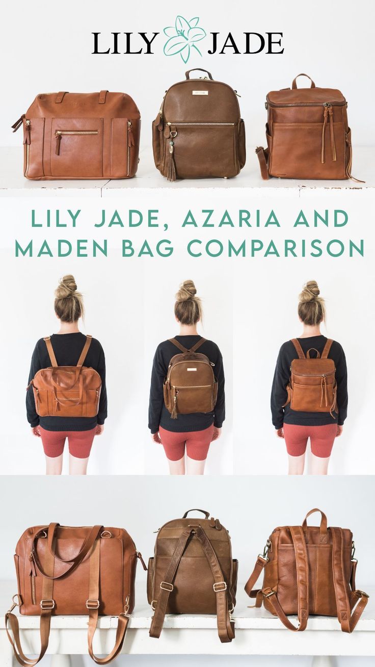 the back and side view of a brown leather backpack with multiple compartments on each side