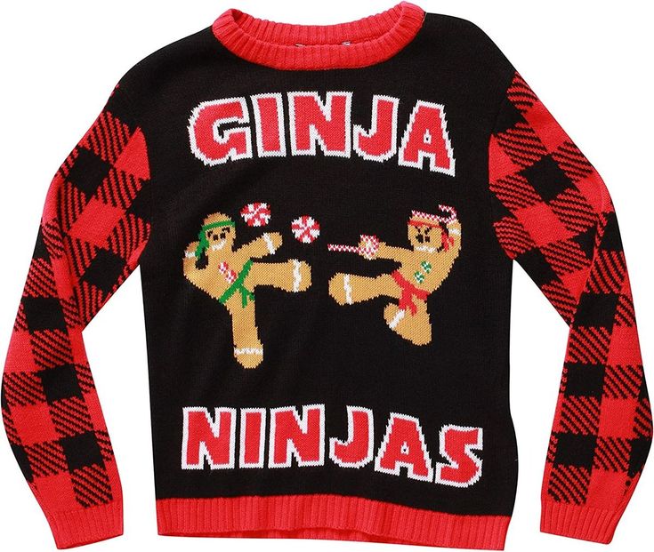 a sweater that says, ginja ninjas with two bears on the front and one is