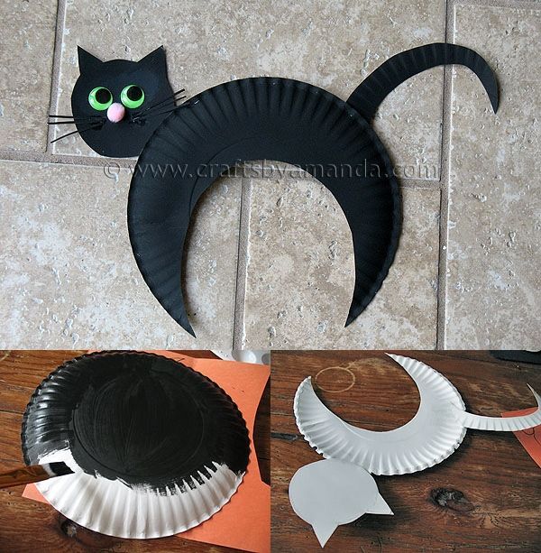 the paper plate is shaped like a cat