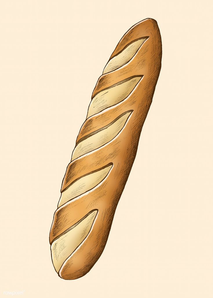 a drawing of a long loaf of bread