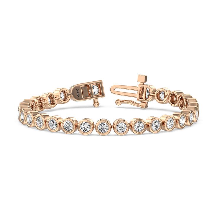 This eyecatching classic has been given a modern twist with the bezel setting encasing each of the brilliant cut diamonds. Exquisitely set in gold Classic Bezel Setting Tennis Bracelet For Formal Occasions, Rose Gold Diamond Bracelet With Bezel Setting, Luxury Bracelets With Bezel Setting And Round Cut, Luxury Bracelets With Bezel Setting, Elegant Diamond Tennis Bracelet With Bezel Setting, Luxury Diamond White Tennis Bracelet With Bezel Setting, Luxury Tennis Bracelet In Diamond White With Bezel Setting, Luxury Diamond Bracelet With Bezel Setting, Luxury Round Diamond Bracelet With Bezel Setting