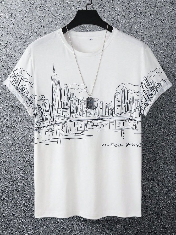 Bianco Casual Collar Corte Tessuto Grafico  Embellished Abbastanza Elasticizzato  Magliette da uomo Formal Shirt Design, Men's Tshirt Design, Awesome Shirt Designs, Gents Shirts, T-shirt Print Design, Cool Shirt Designs, Trendy Shirt Designs, Mens Tshirts Fashion, Tshirt Design Men