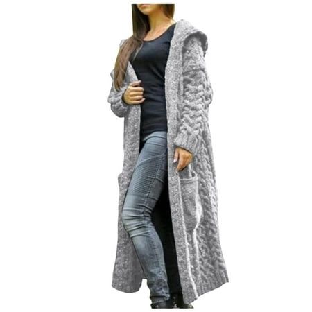 Women Winter Solid Solid Knitted Loose Hooded Long Cardigan Sweater Pocket Coat We can guarantee that the overall style displayed in the photography is accurate, however there may be differences in how the style appears during wear. This depends on other physical variables, e.g. personal body size, body shape, limb proportion, height, etc. Description: Special Sleeve/Hooded/Splice design It is made of high quality materials, durable for your daily wearing! This is a great gift for your lovers or Crop Top Plus Size, Cardigan Plus Size, Cheap Sweaters, Cardigan Casual, Maxi Cardigan, Coats Women, Casual Outerwear, Chunky Knit Cardigan, Women Tunic Tops