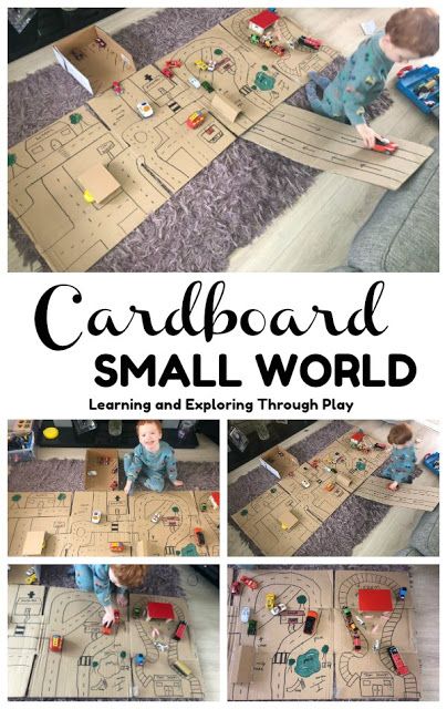 cardboard small world is an easy and fun activity for toddlers to learn how to play