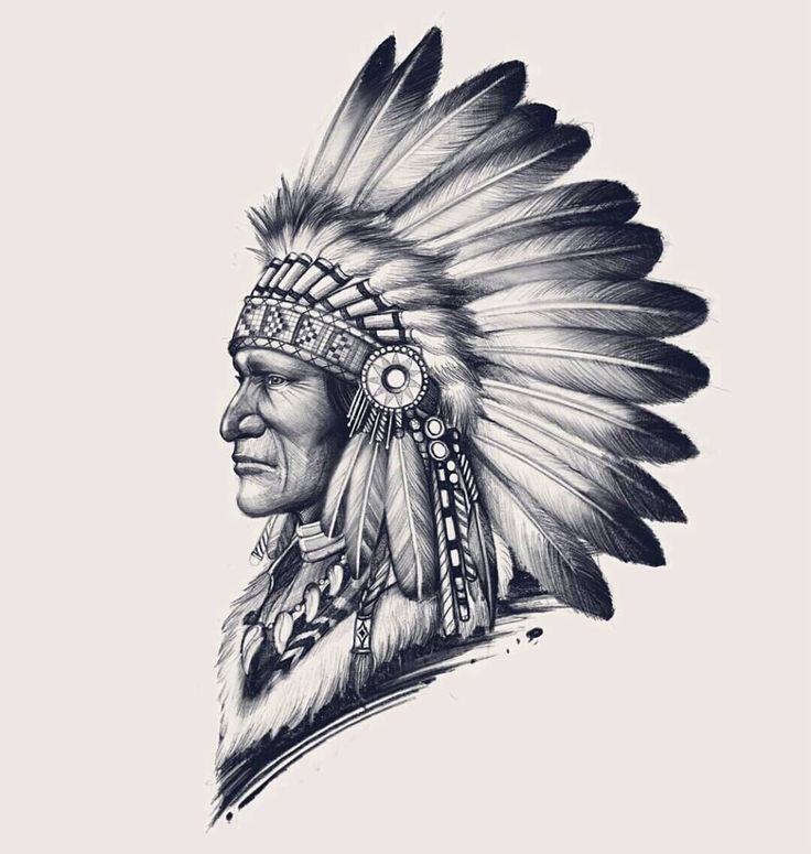 Native American Chief Drawing, American Indian Tattoo Design, Native American Headdress Drawing, Native American Sleeve Tattoos For Guys, Indian Chief Drawing, American Indian Tattoos For Men, Headdress Tattoo Design, Native American Headdress Tattoo, Native American Chief Tattoo