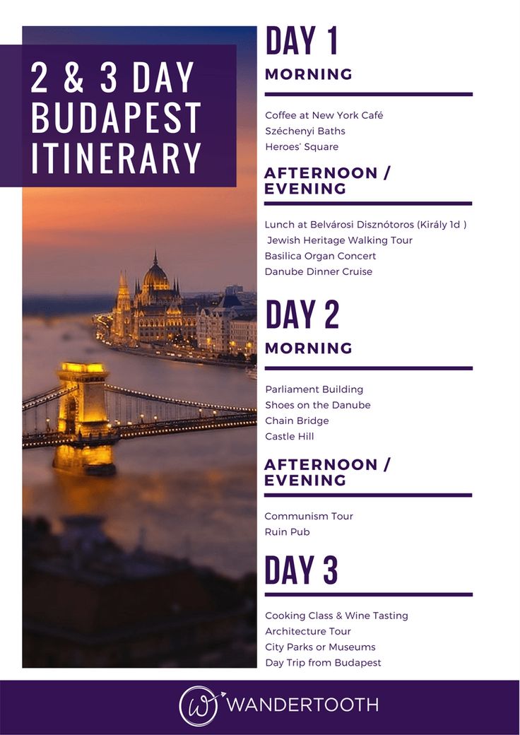 a flyer for the 3 day budapest itinerary