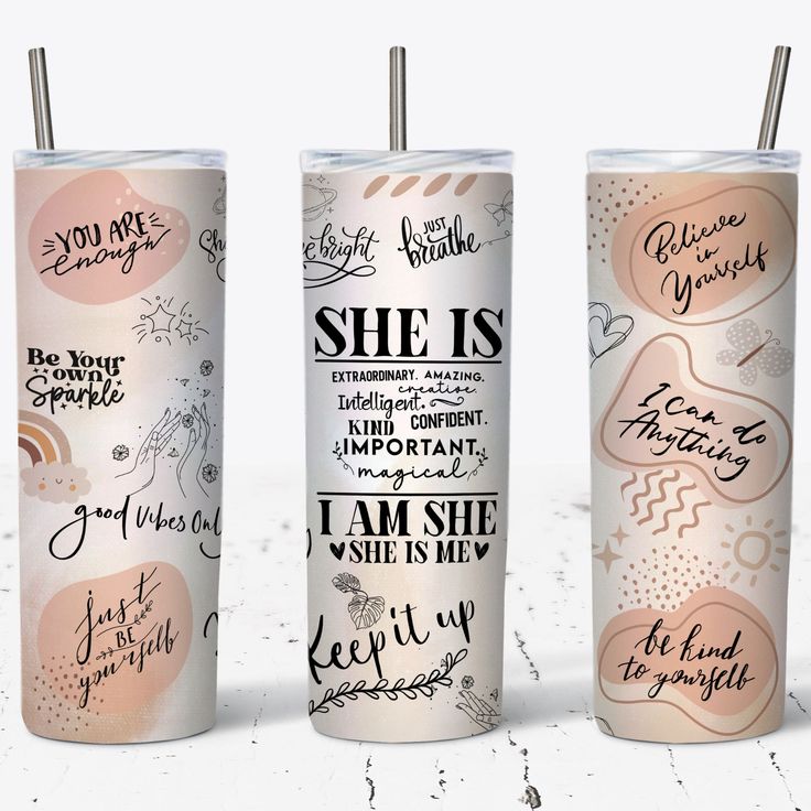 three different types of tumbles with writing on them