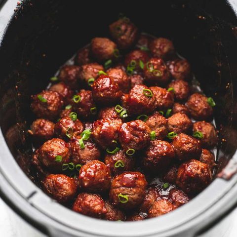 the meatballs are cooked and ready to be eaten in the crock pot for dinner