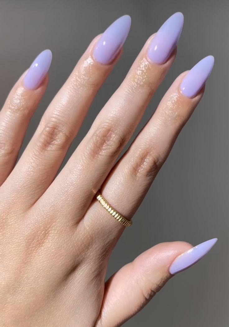 Almond Lilac Nails, Milky Pastel Nails, Sheer Lavender Nails, Natrual Nails, Sassy Nails, Cute Simple Nails, Lavender Nails, Subtle Nails, Simple Gel Nails