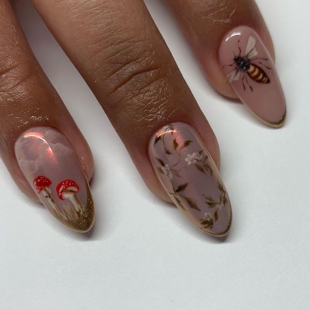 Hozier Inspired Nails, Hozier Nails, Cursed Nails, Bridgerton Nails, Dainty Nails, Cottagecore Nails, Book Nails, Bee Nails, Instagram Queen