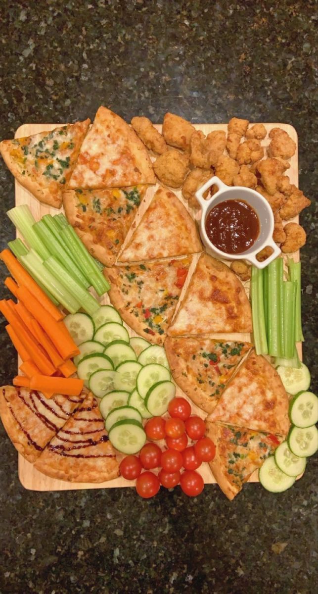 a platter filled with different types of food