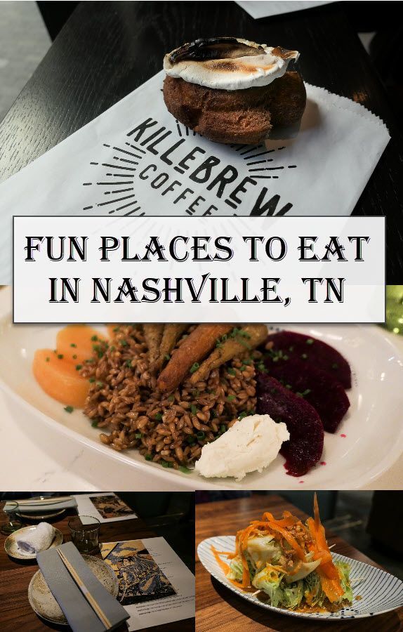 a collage of photos with the words fun places to eat in nashville, tn