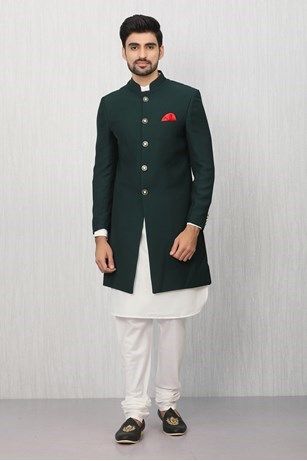 a man in a green and white sherwa