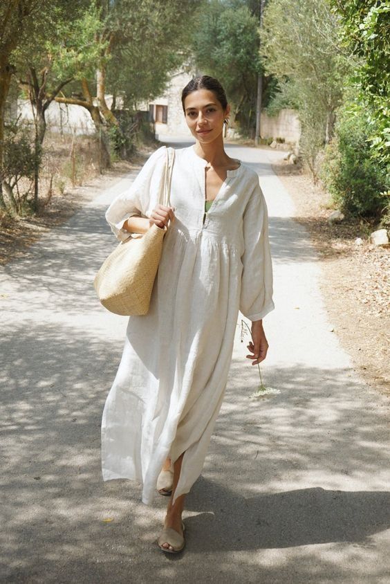 Madge Bettany Flowy Linen Dress, Summer Postpartum Outfits, Maternity Summer Outfits, Maternity Outfits Summer, Maxi Dress Sleeves, Linnen Dress, Linen Dress Outfit, Flowy Clothes, Cream Linen Dress