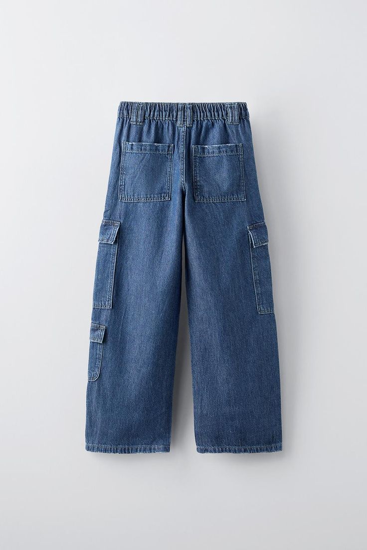 MULTI-POCKET CARGO JEANS - Blue | ZARA United States Blue Straight Leg Jeans With Flap Pockets, Blue Utility Jeans With Patch Pockets, Medium Wash Full-length Jeans With Pockets, School Denim Bottoms With Pockets, Denim Bottoms With Pockets For School, Blue Denim Jeans With Flap Pockets, Full Length Jeans With Patch Pockets In Medium Wash, Medium Wash School Bottoms With Pockets, Denim Blue Full-length Jeans With Patch Pockets