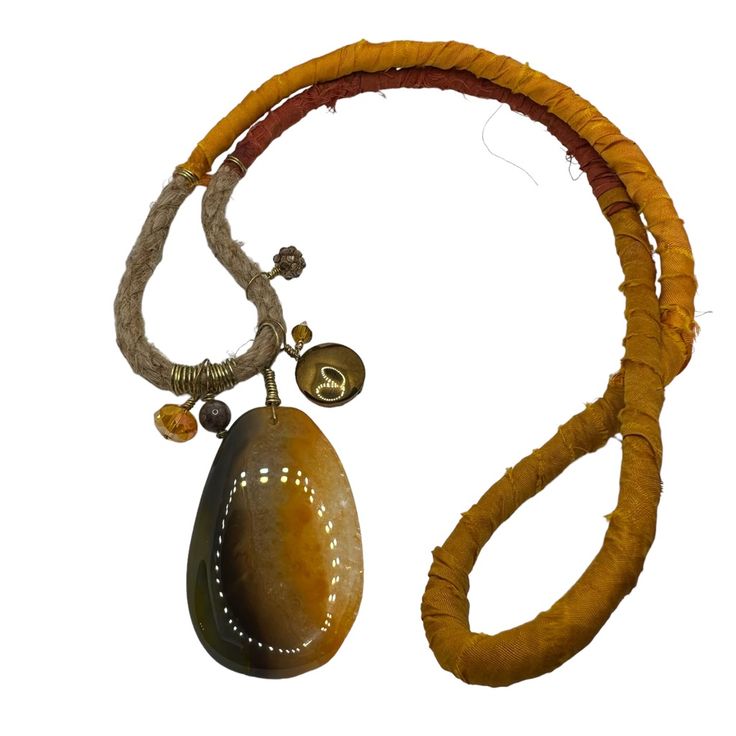 Gorgeous Agate Pendant With Charms On A Long Rope Cord. Long Rope, Agate Pendant Necklace, Rope Cord, Agate Pendant, Divine Feminine, Brown Orange, Womens Jewelry Necklace, Agate, Charms