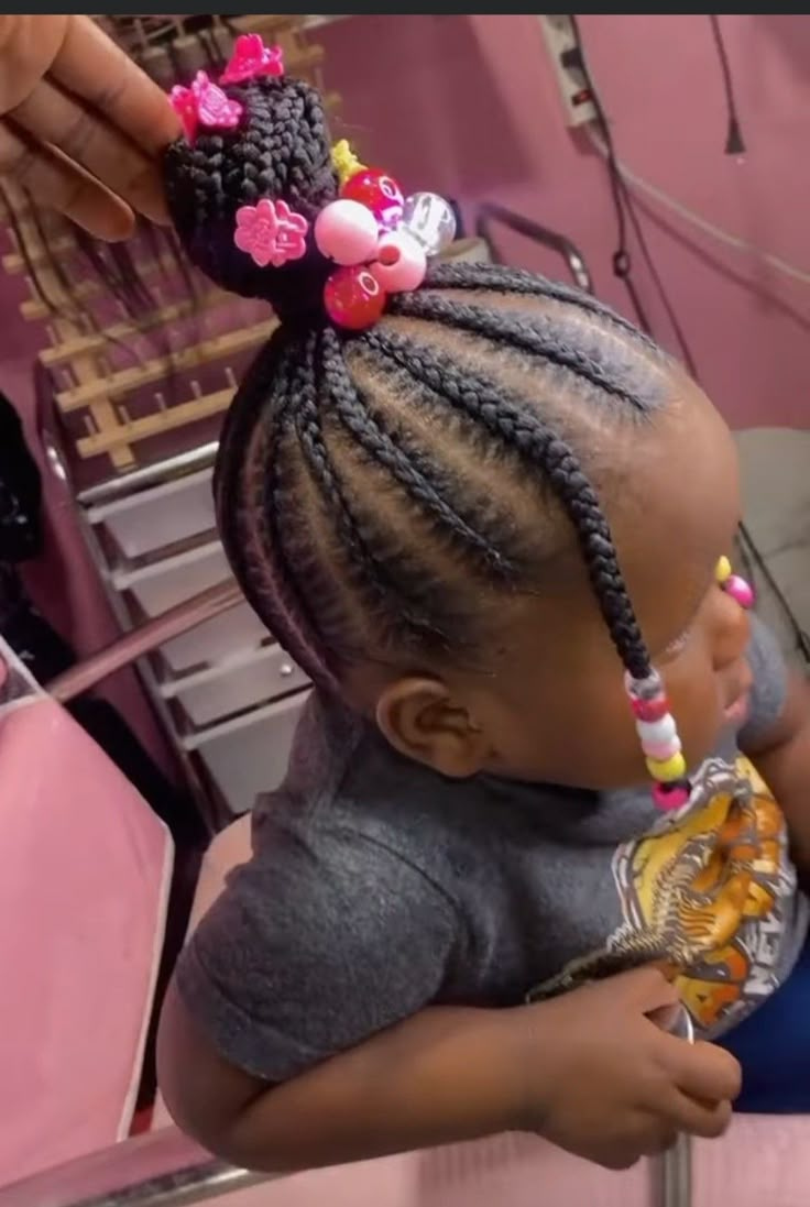 Braid Hairstyles For Toddler Girls Black, Toddler Braiding Hairstyles Girl, Toddler Hairstyles Girl African American Braids With Beads, Braid Styles For Toddler Girls Black, Braided Toddler Hairstyles Black, Kids Hairstyles Black Braids With Beads, Toddler Feed In Braids, Toddler Girl Braided Hairstyles Black, Toddler Braid Styles With Beads