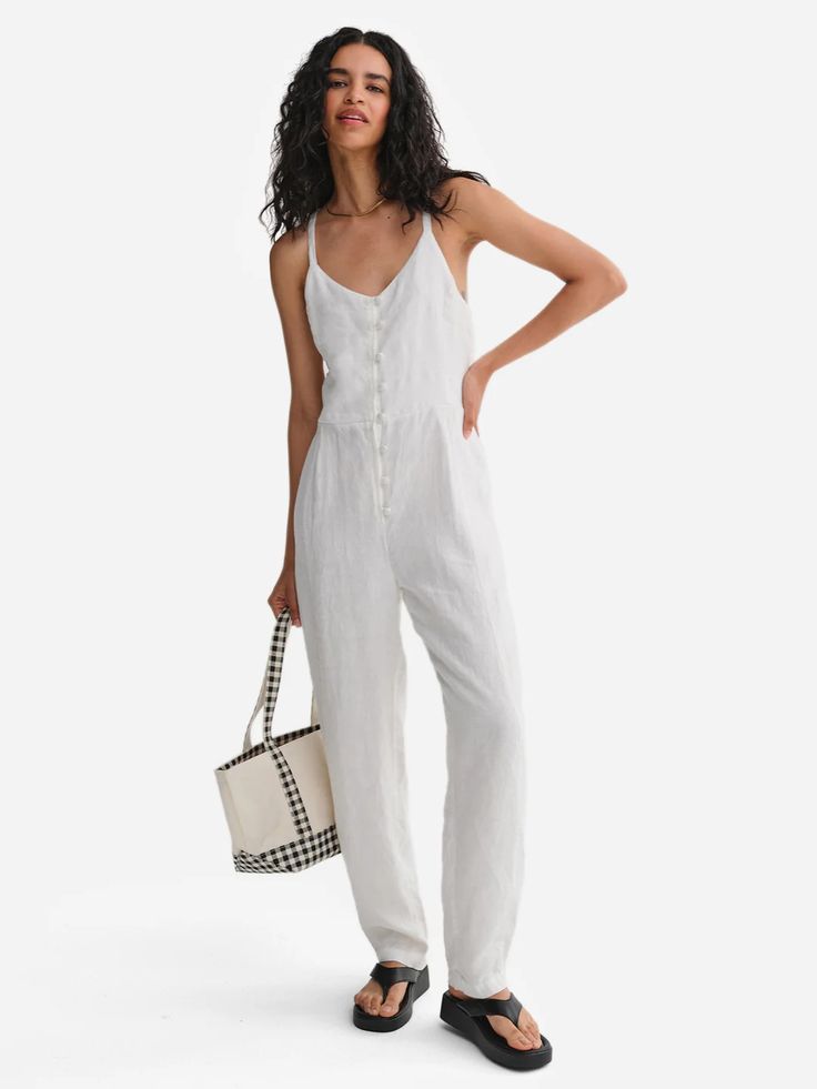 Organic Linen Tank Jumpsuit – MATE the Label Adjustable Straps Overall Jumpsuit For Day Out, Jumpsuits And Rompers With Adjustable Straps For Day Out, Overall Jumpsuits And Rompers With Adjustable Straps For Loungewear, Adjustable Straps Jumpsuit Overalls For Loungewear, Casual Jumpsuits And Rompers For Daywear, Chic Summer Overalls With Buttons, Jumpsuits And Rompers With Spaghetti Straps For Day Out, Day Out Jumpsuits And Rompers With Spaghetti Straps, Summer Daywear Jumpsuits And Rompers With Buttons