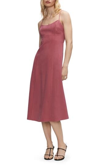 A smocked panel at the low-cut back elevates the fit of a day-to-night midi dress with a classic A-line silhouette. Hidden side-zip closure Sweetheart neck Spaghetti straps Lined 93% viscose, 7% polyester Machine wash, line dry Imported Lined Knee-length Fitted Slip Dress, Knee-length Fitted Lined Slip Dress, Fitted Knee-length Lined Slip Dress, Chic A-line Slip Dress, Spring A-line Midi Dress With Lined Bodice, Feminine A-line Midi Dress With Ruched Bodice, Fitted Viscose A-line Midi Dress, Chic Seamed Midi Length Dress, Chic Seamed Midi-length Dress