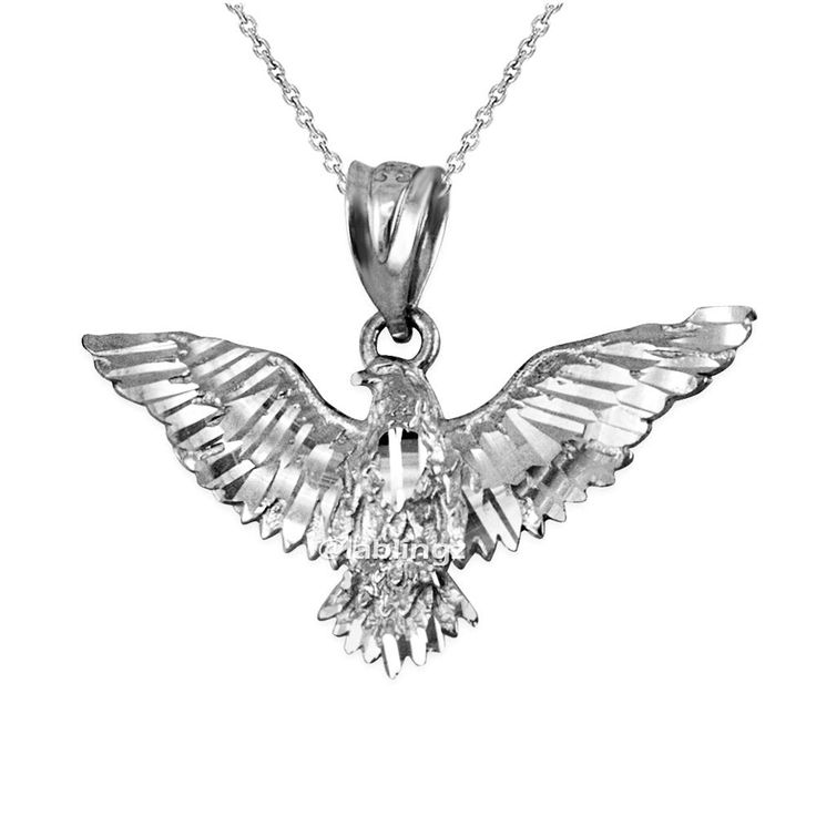 Sterling Silver Falcon Eagle DC Pendant Necklace Karma Blingz Angel Pendant Necklace, Eagle Necklace, Animal Pendant, Fashion Jewelry Necklaces, Diamond Cut, Fashion Watches, Charm Pendant, Charm Necklace, Silver Chain