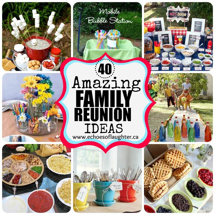 a collage of photos with the words amazing family reunion ideas