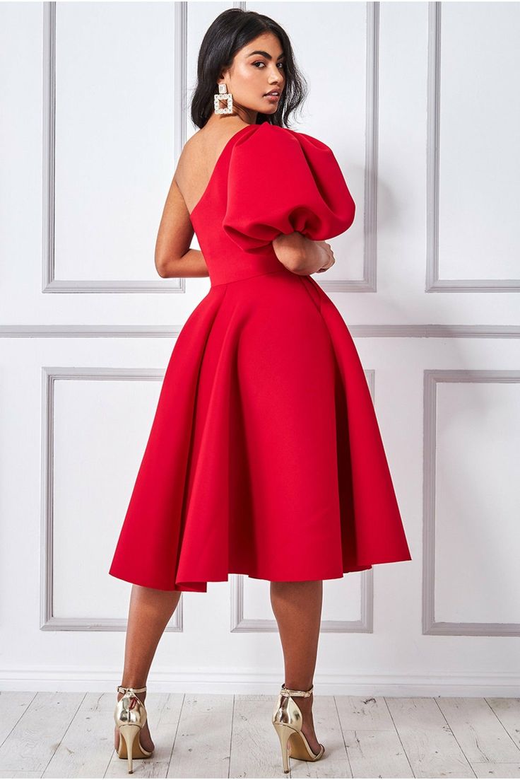 Scuba Dresses Styles, Dinner Dress Styles, Skirt Making, Formal Occasion Dress, Brand Ideas, One Shoulder Midi Dress, Scuba Dress, Design Dresses, Classy Dress Outfits