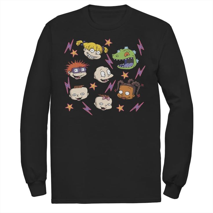 The gang's all here on this retro-inspired Rugrats long sleeve tee! The gang's all here on this retro-inspired Rugrats long sleeve tee! Long sleeves Crewneck FABRIC & CARE Cotton Machine wash Imported Color: Black. Gender: male. Age Group: adult. Pattern: Graphic. Trendy Long Sleeve Tops With Character Print, Relaxed Fit Long Sleeve Fun Tops, Fun Relaxed Fit Long Sleeve Tops, Fun Long Sleeve Tops With Relaxed Fit, Pop Culture Screen Print Tops For Fall, Pop Culture Long Sleeve Tops With Letter Print, Pop Culture Tops With Character Print For Fall, Pop Culture Graphic Print Tops For Fall, Long Sleeve Tops With Cartoon Print